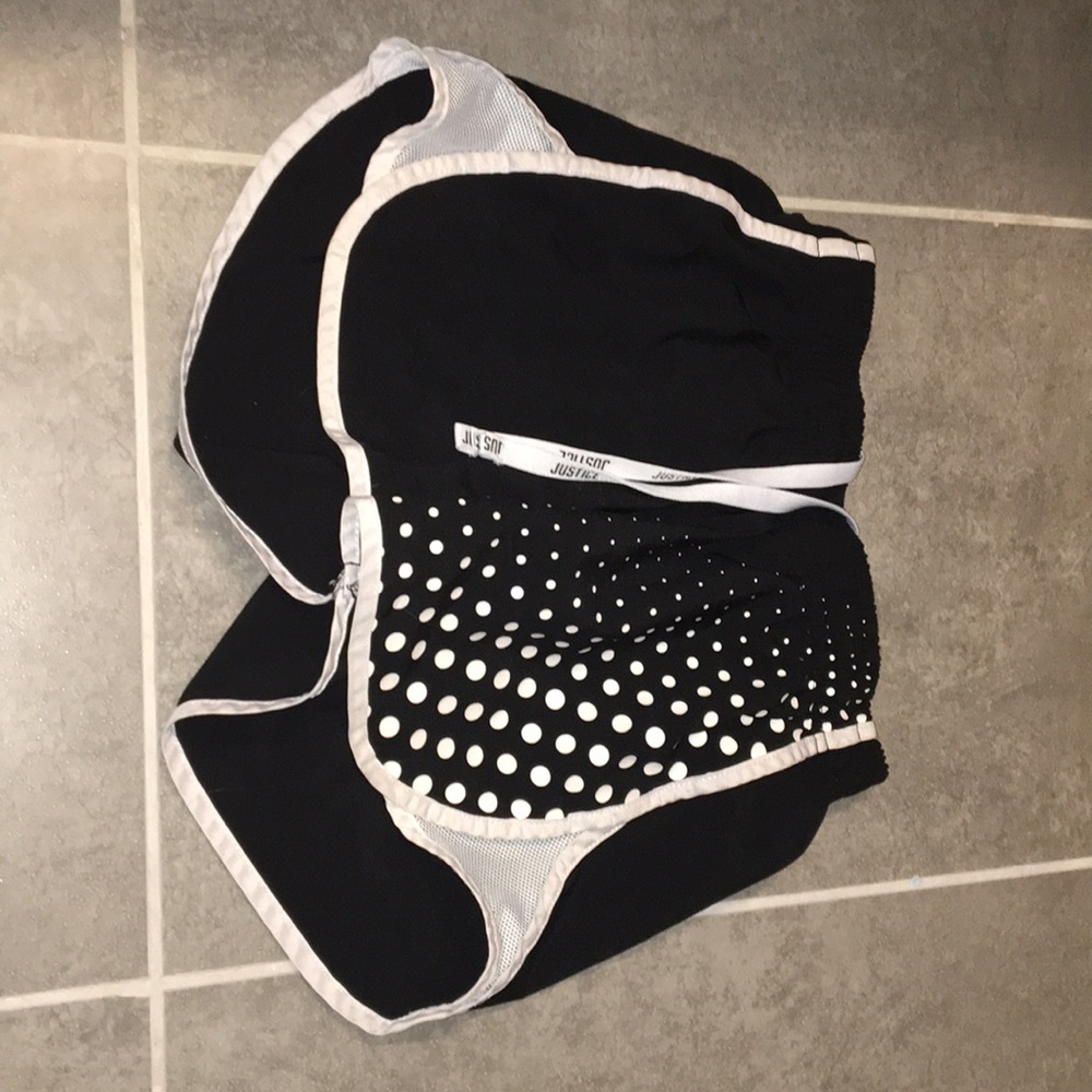 JUSTICE ACTIVE WEAR DRY FIT BLACK AND WHITE SHORTS